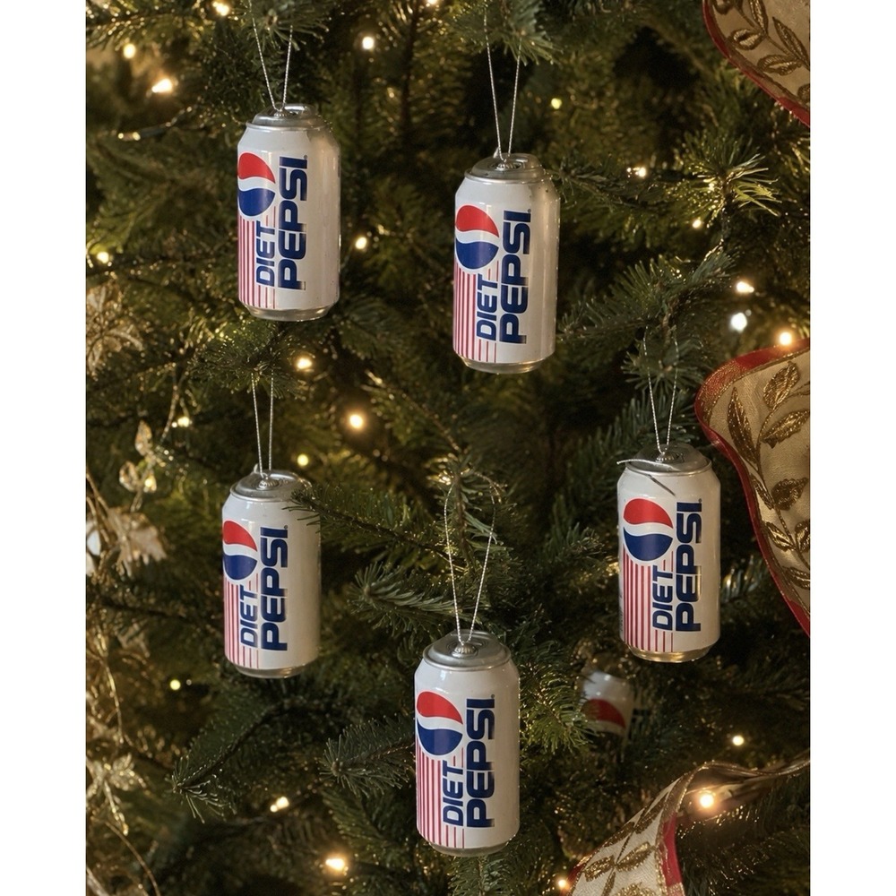 Diet Pepsi Can Christmas Ornaments Lot of 7 NWT Soda Pop Holiday Decor F/W